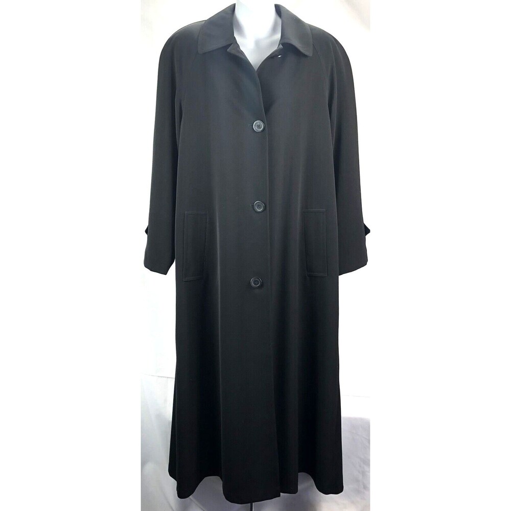Worthington long trench coat Coat 6 Blk notch collar pockets lined Gothic Career